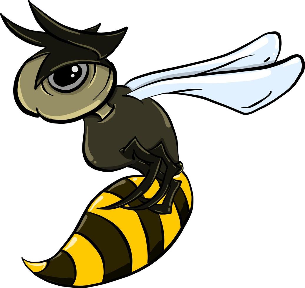 Angry wasp , illustration, vector on white background