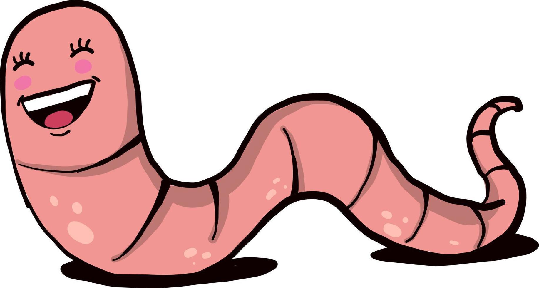 Happyy little worm, illustration, vector on white background