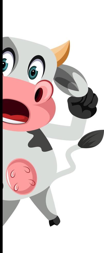 Scared cow, illustration, vector on white background.