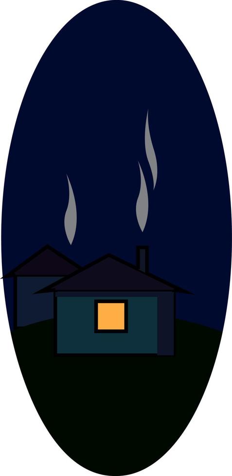 una casa en medio de la noche, vector o ilustración de color.