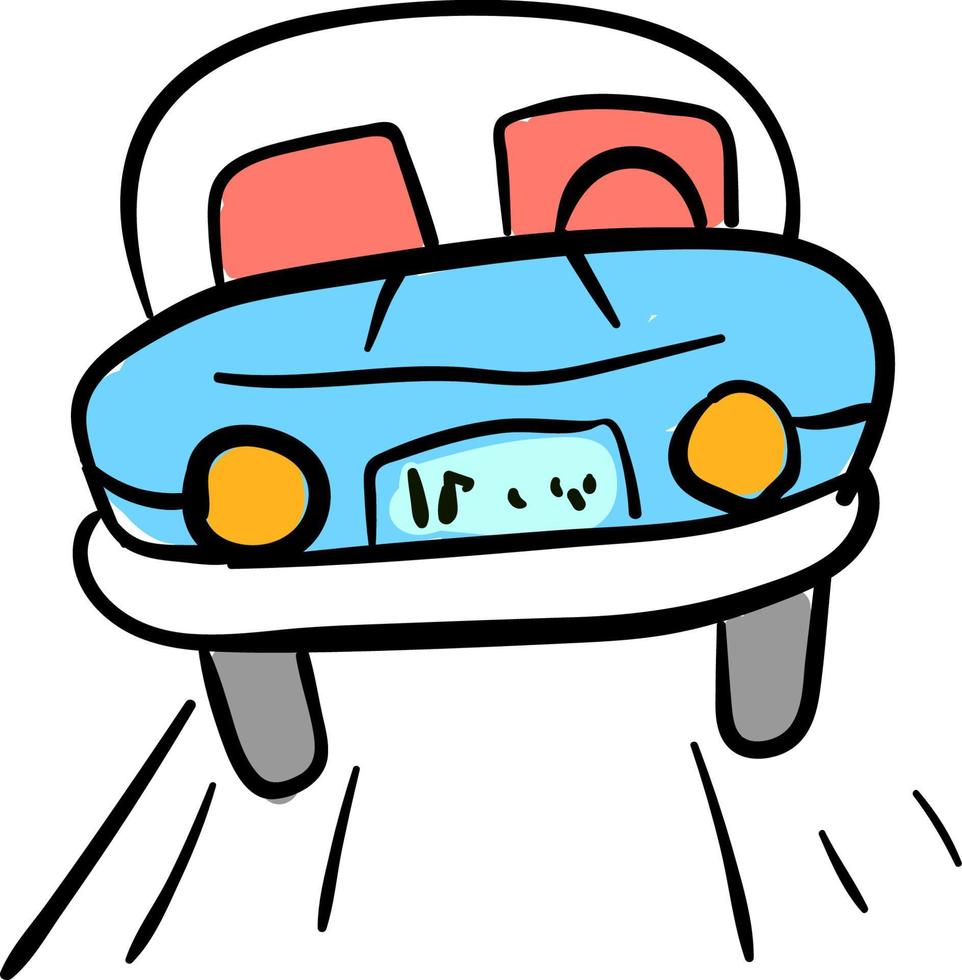 Front end of blue car, illustration, vector on white background.