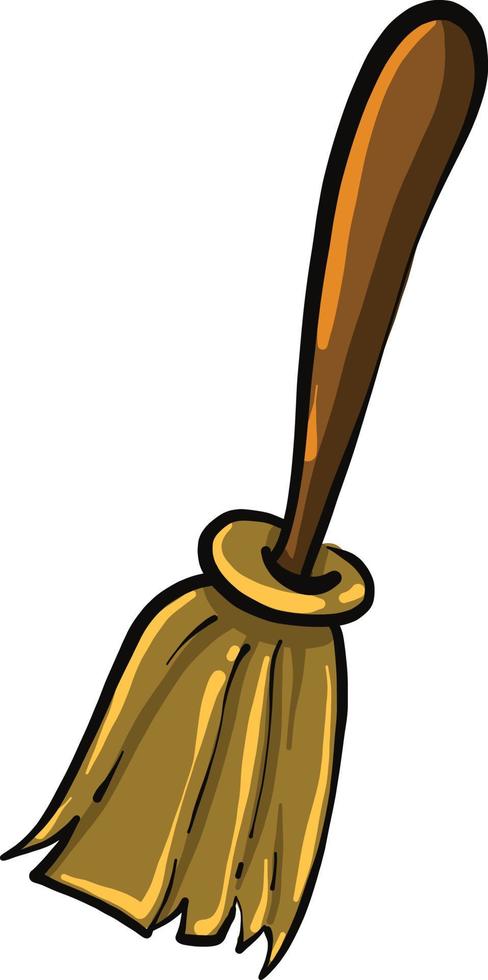 Old broom, illustration, vector on a white background.