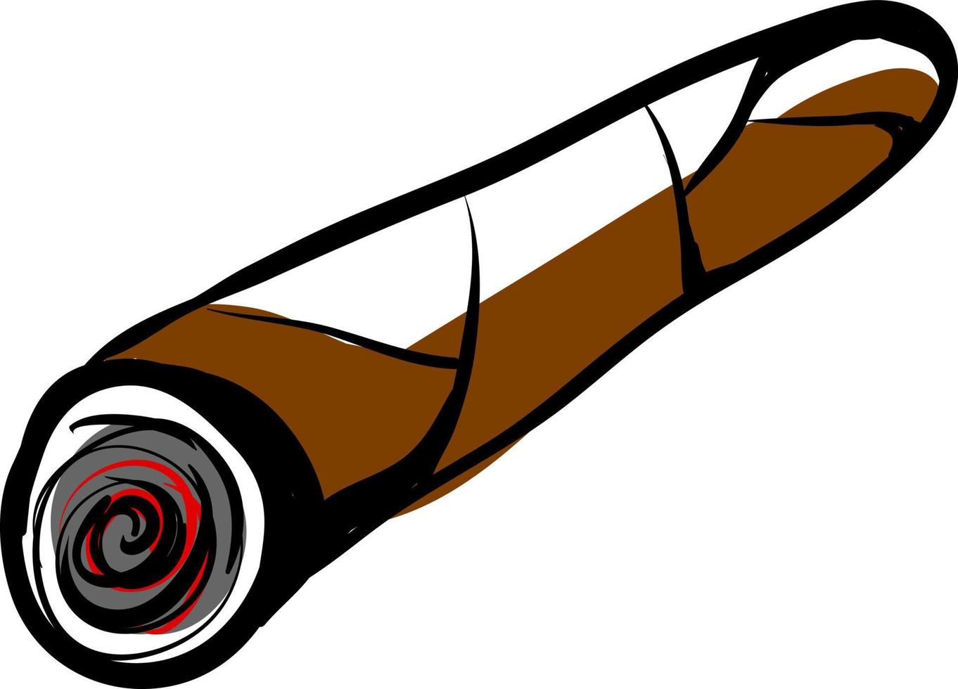 Cigar drawing, illustration, vector on white background.