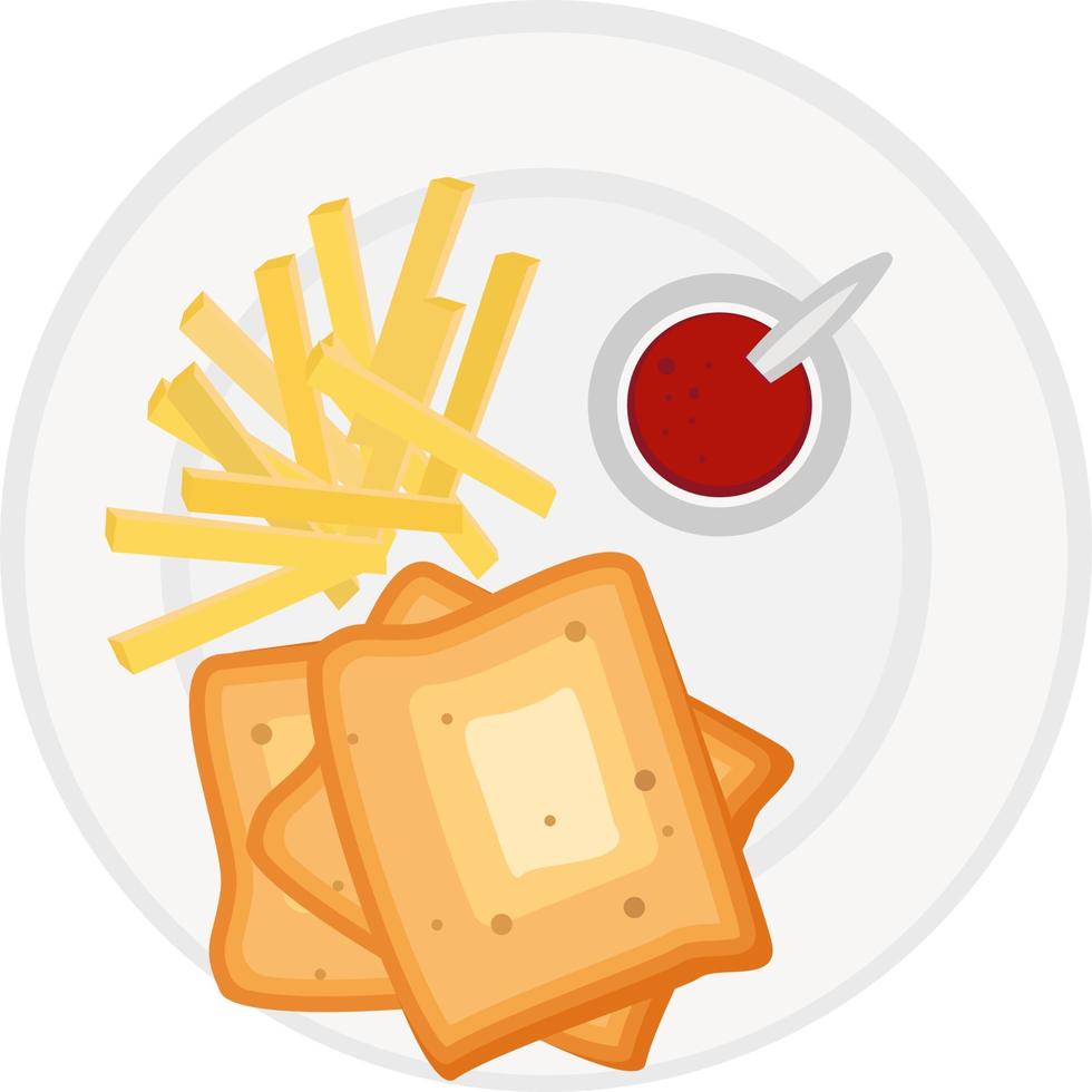 Snacks on the plate ,illustration, vector on white background.