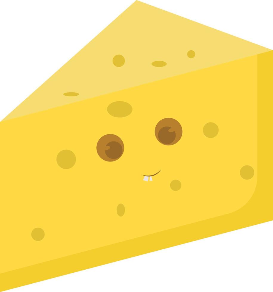 Piece of cheese, illustration, vector on white background.