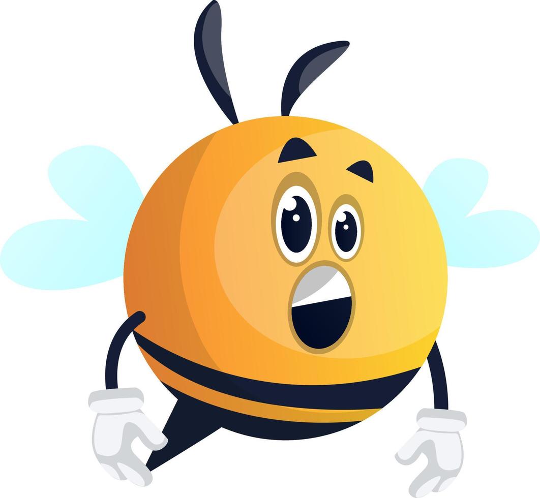 Surprised bee, illustration, vector on white background.