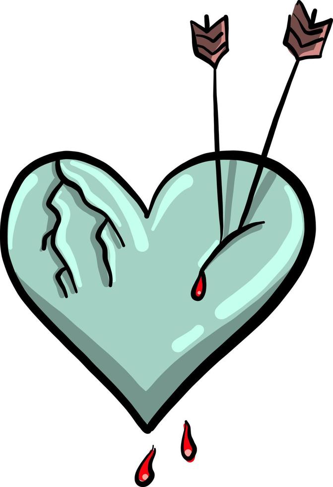 Heart with arrows, illustration, vector on white background