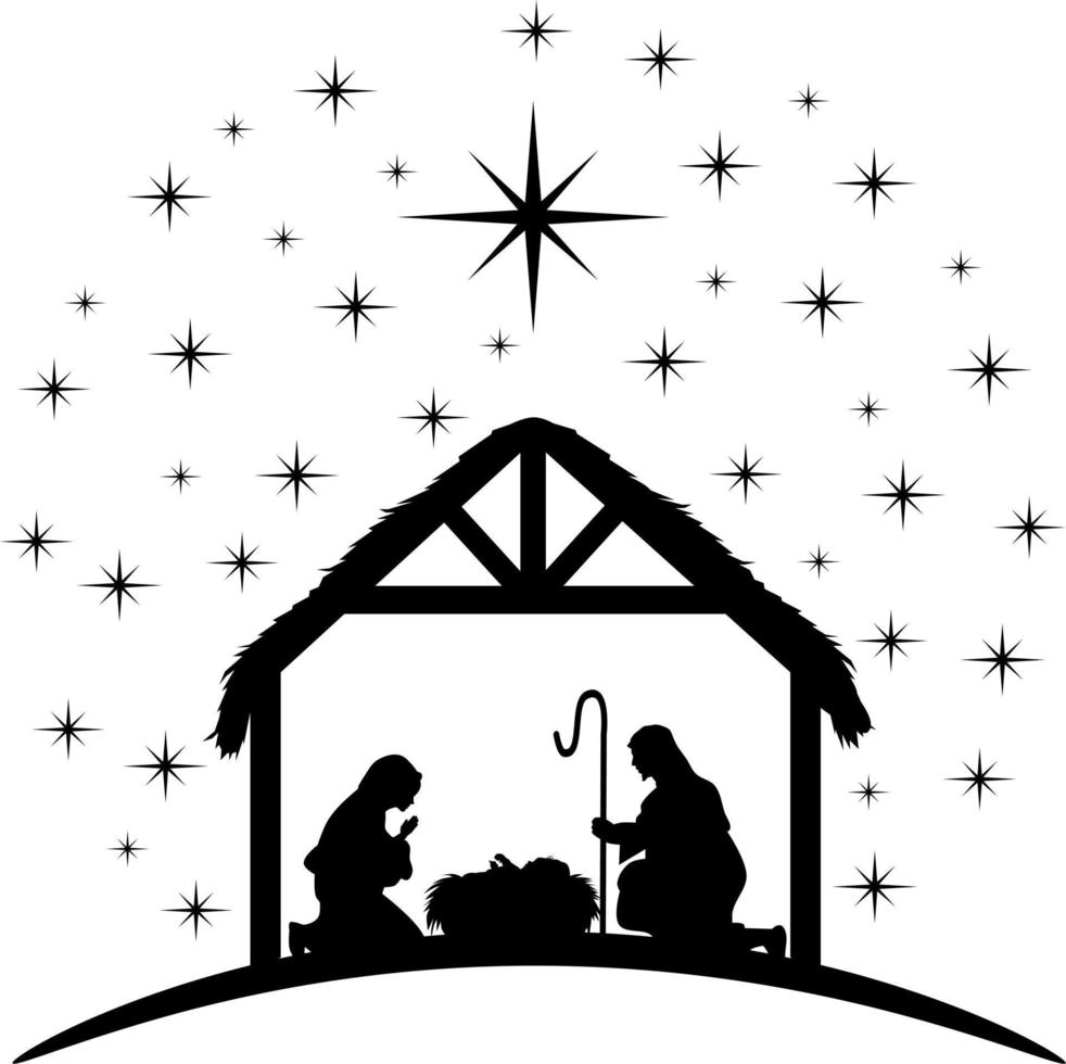 Christmas Nativity scene with stars vector