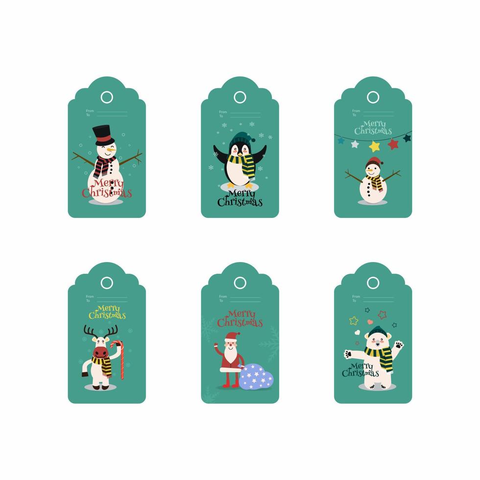 Christmas character tag design vector illustration