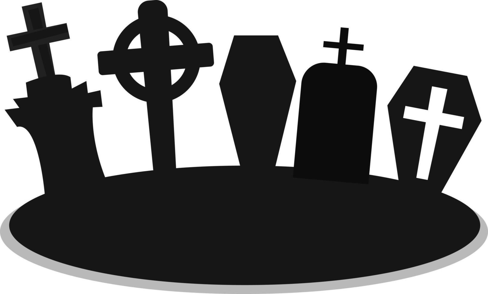 conjunto de iconos de cementerio de halloween silueta de cementerio cristiano cruz símbolo religioso vector