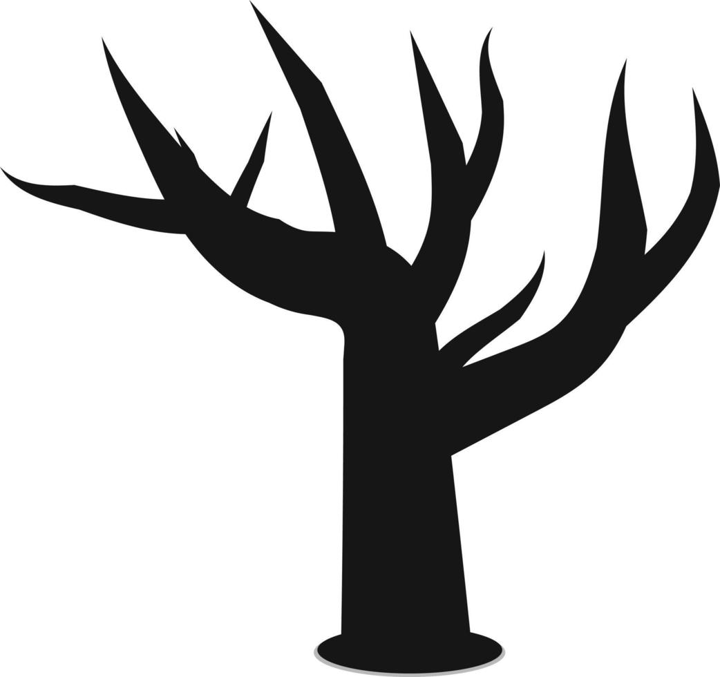 Tree icon with vector halloween black silhouette