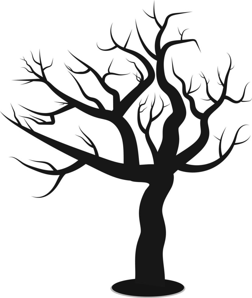 Tree icon with vector halloween black silhouette