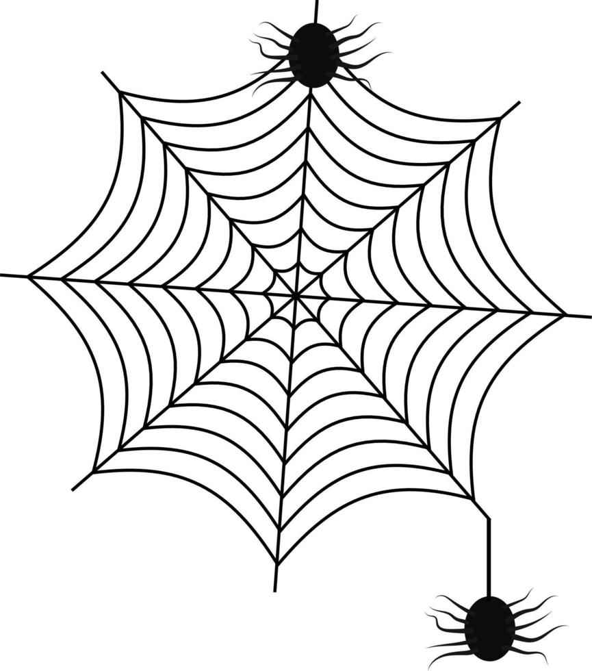 Spider with web icon two make a net halloween insect vector