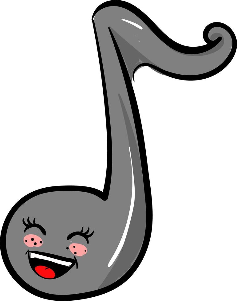 Happy music note, illustration, vector on white background.