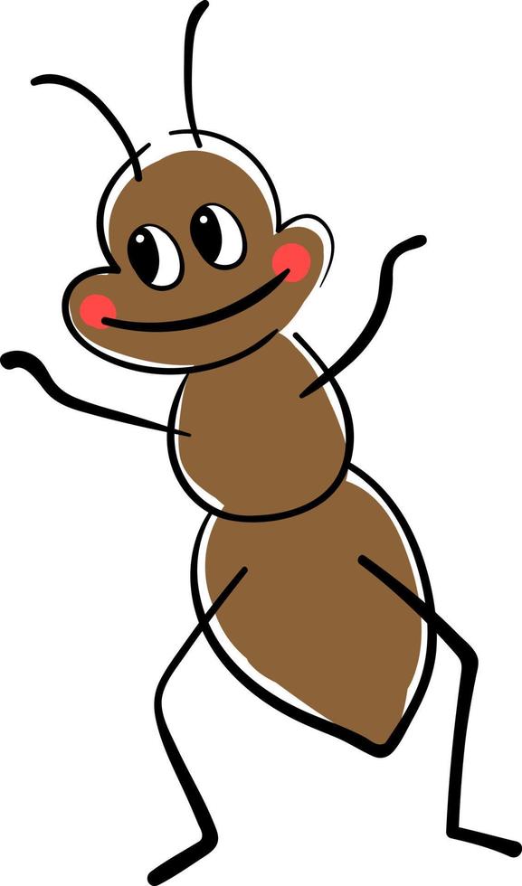 Happy ant, illustration, vector on white background.