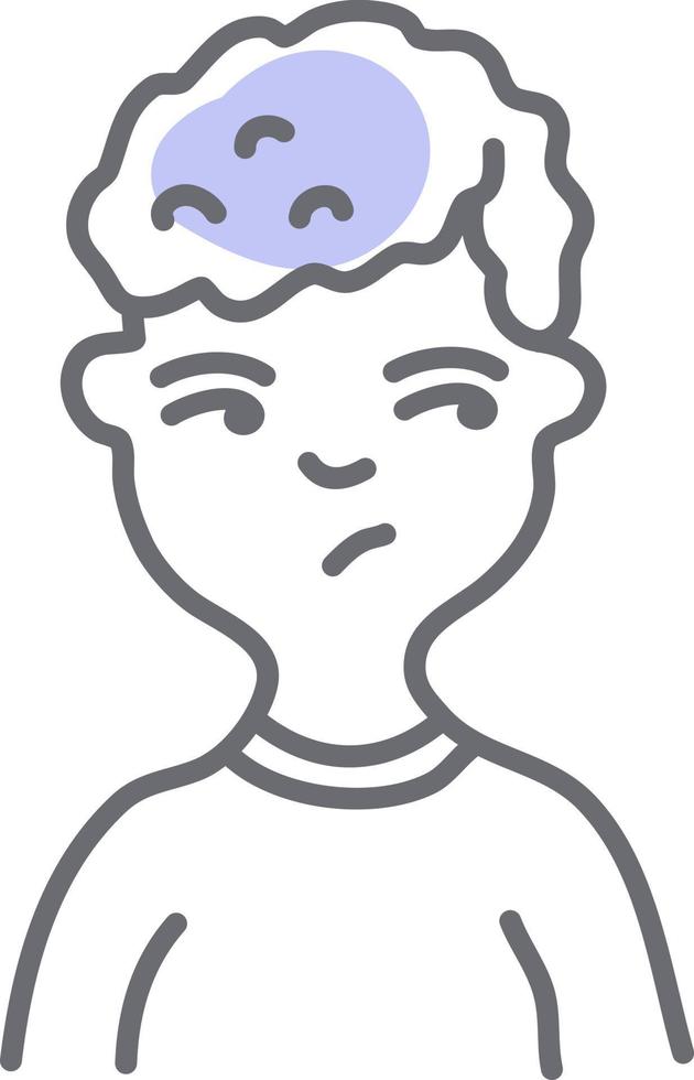 Angry boy with purple hair, illustration, vector on a white background.