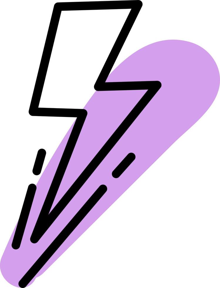 Purple lightning, illustration, vector on a white background.