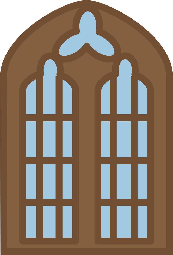 Brown home window, illustration, vector, on a white background. vector