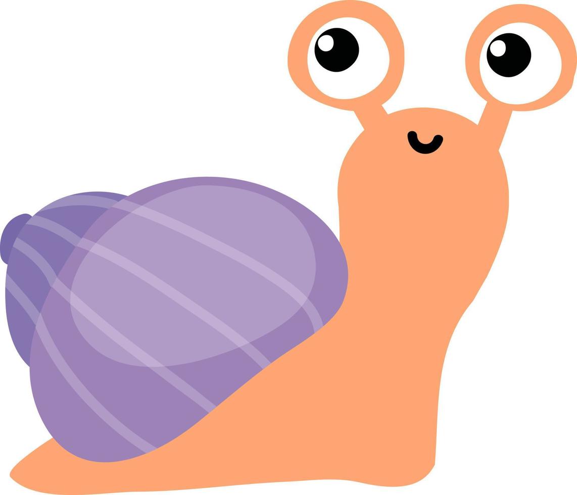 Cute little snail, illustration, vector on white background