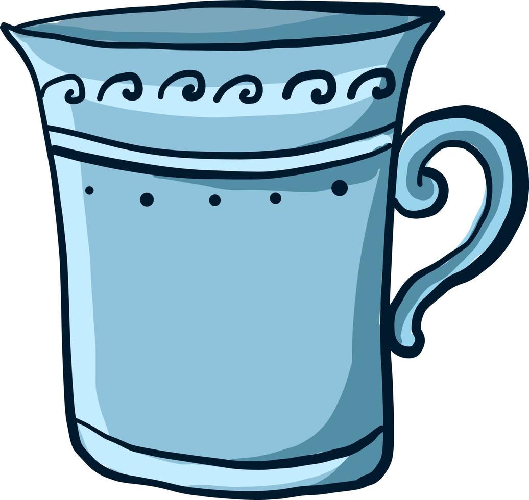 Blue old cup , illustration, vector on white background