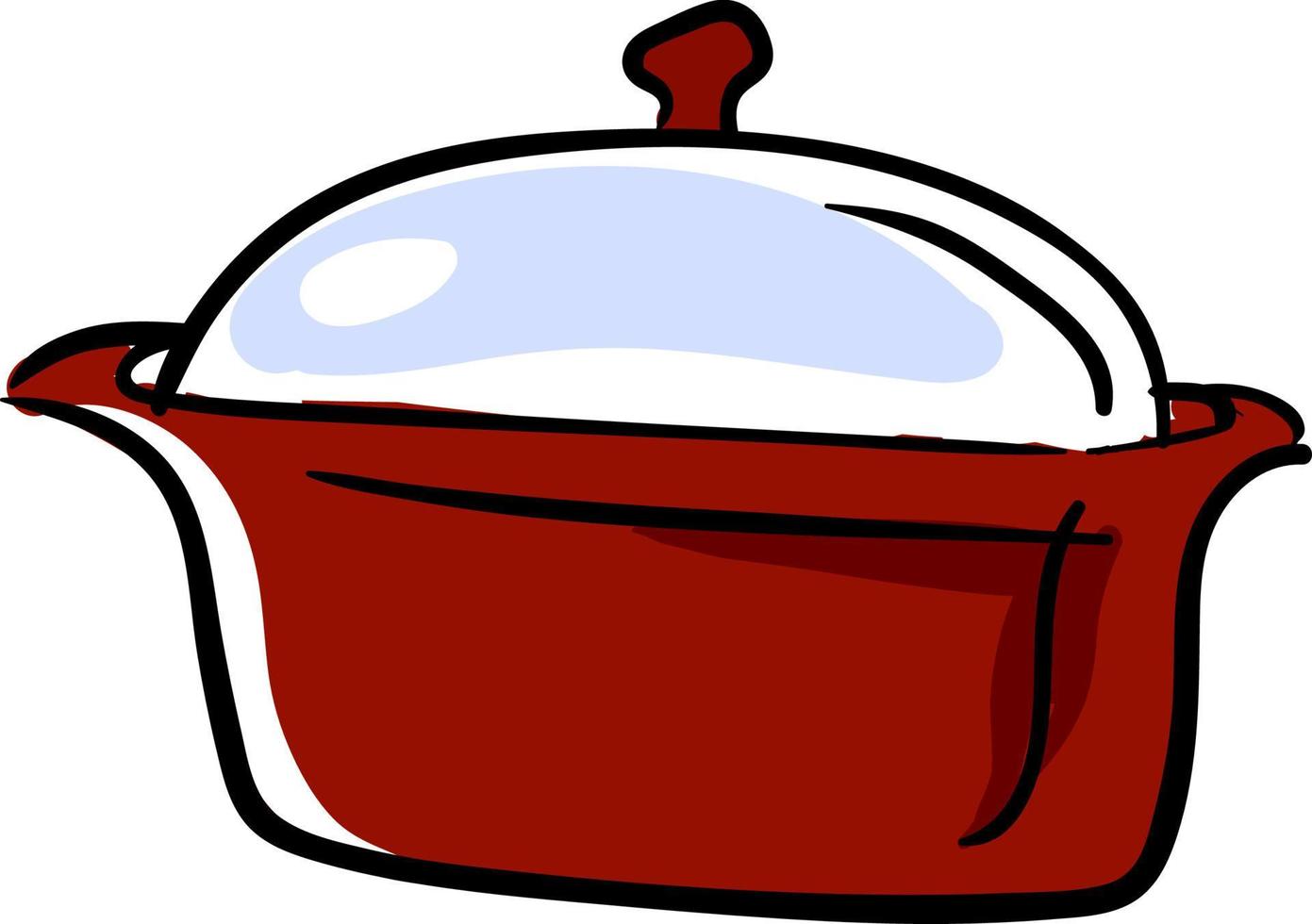 Red saucepan, illustration, vector on white background.