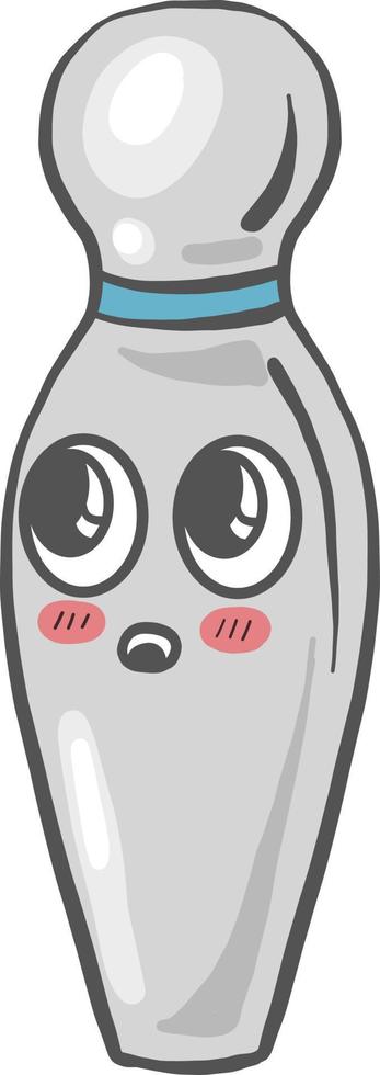 Sad bowling pin , illustration, vector on white background