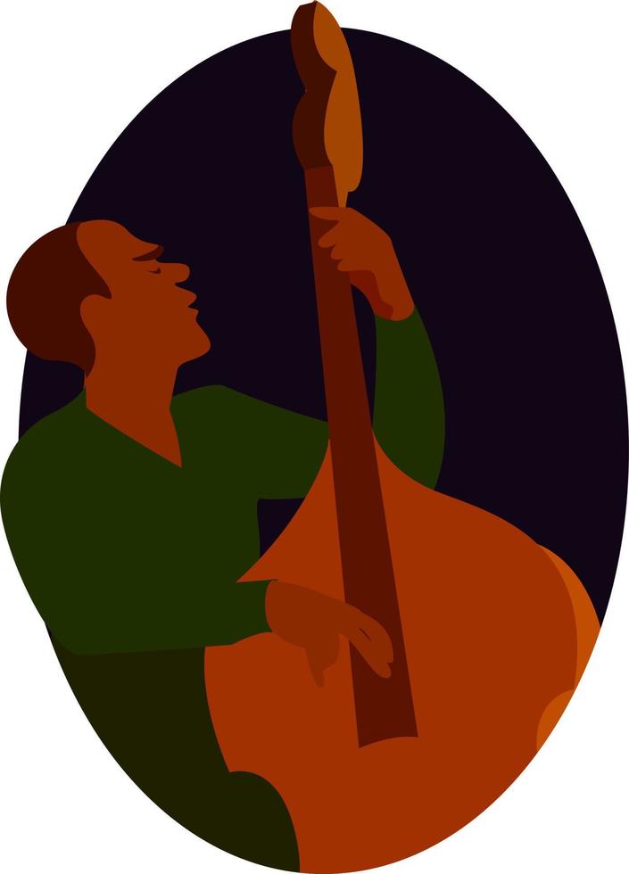 Double bass player, illustration, vector on white background.