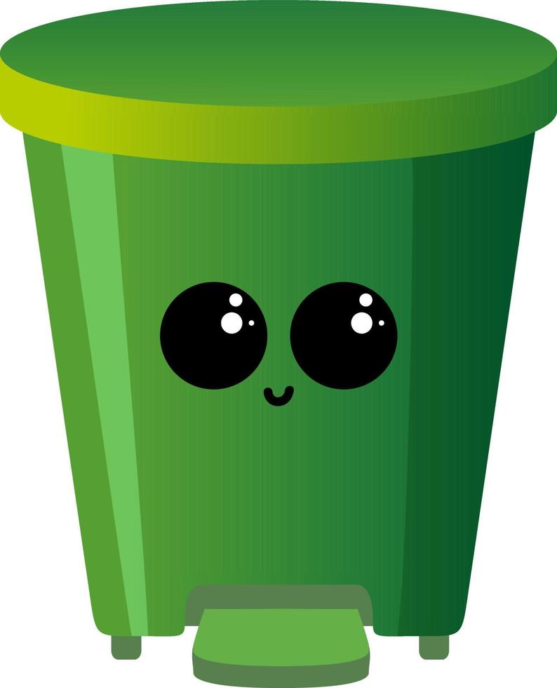Green recycle bin, illustration, vector on white background