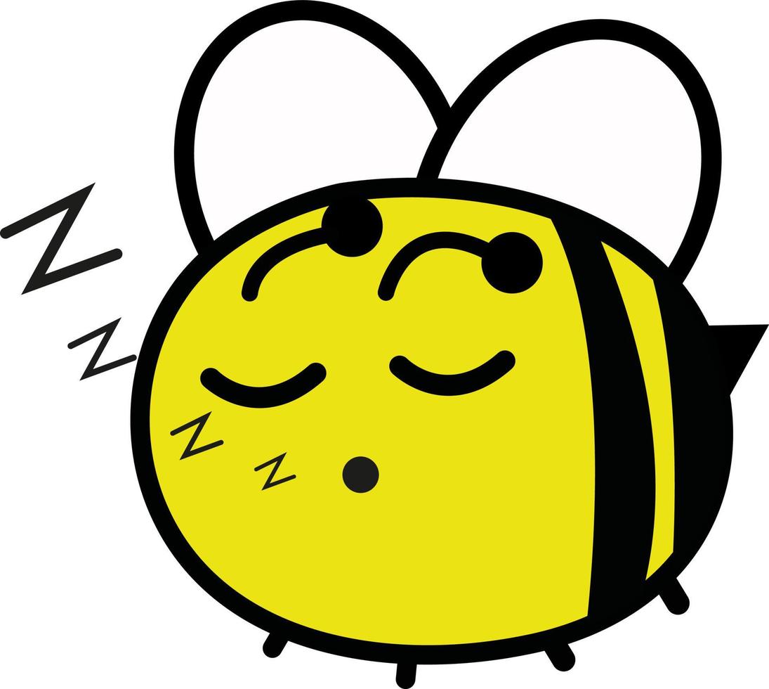 Sleepy bee, illustration, vector on a white background.