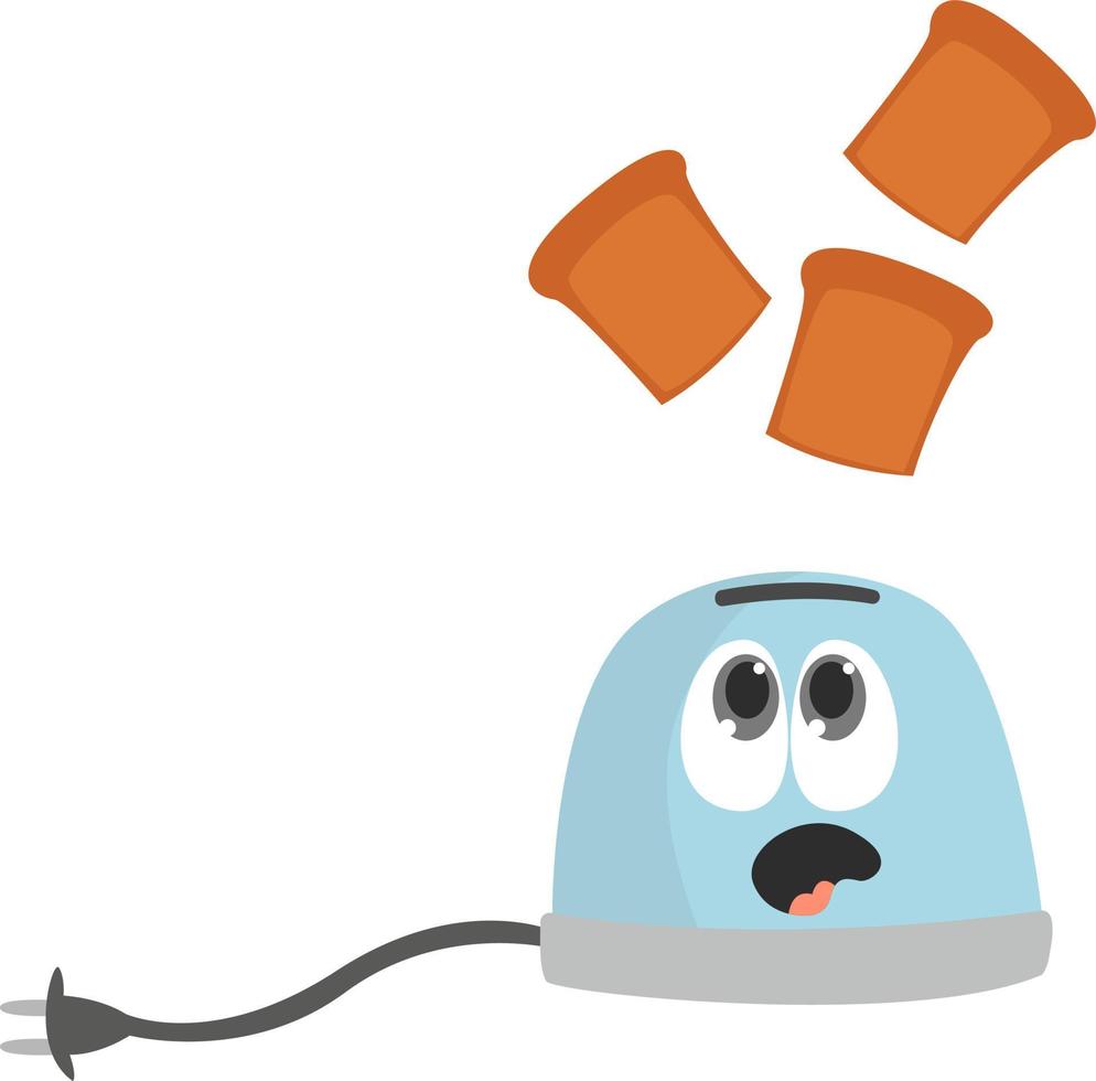Toaster with toast, illustration, vector on white background