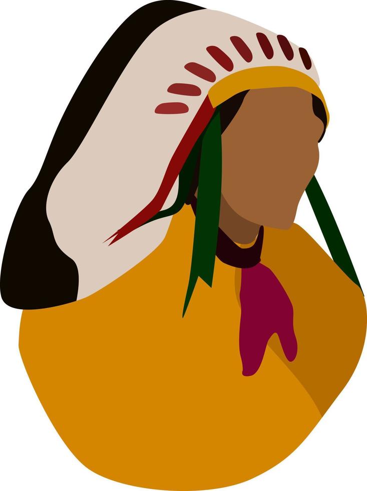 Wild indian, illustration, vector on white background.