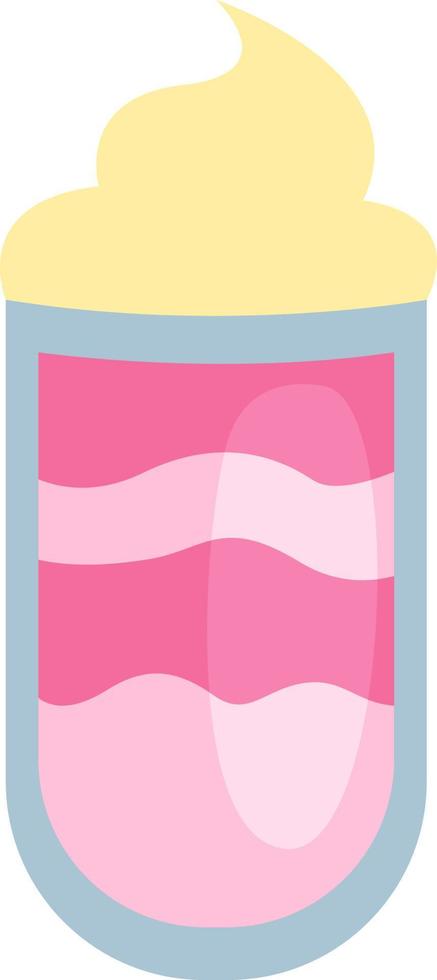 Pink coctail with whipped cream, illustration, on a white background. vector
