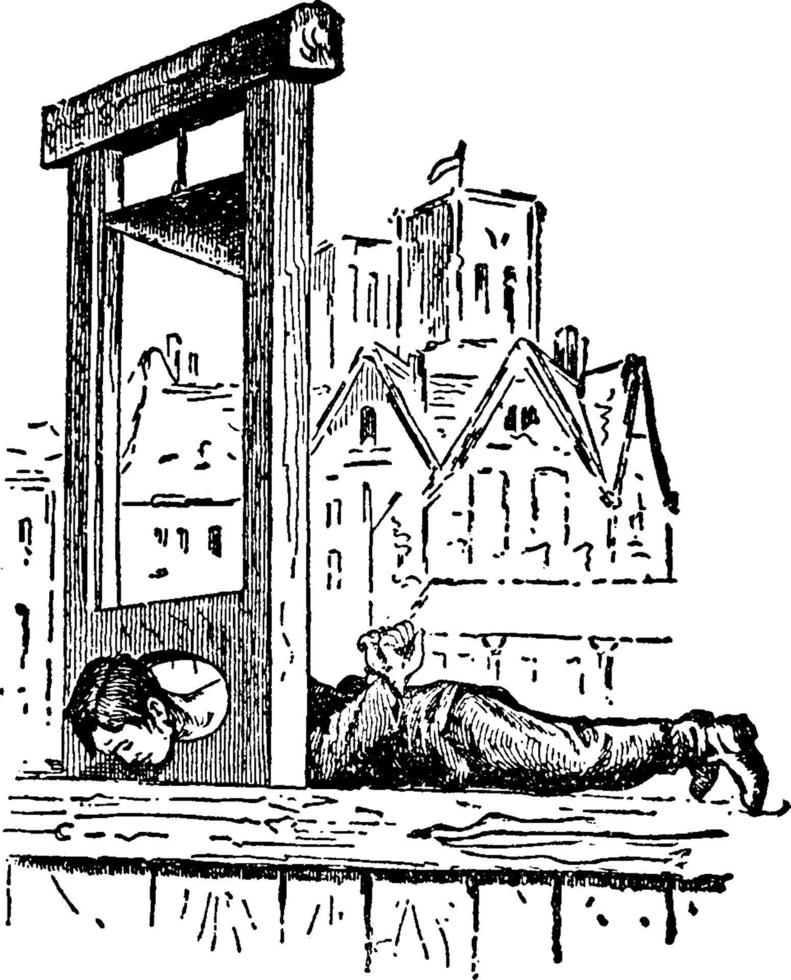 ilustración vintage de guillotina. vector