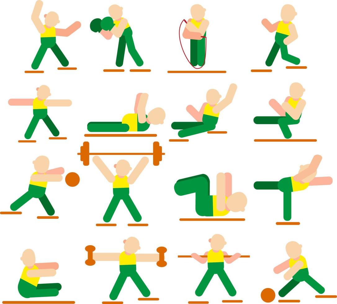 Athletic activities, illustration, vector on a white background.