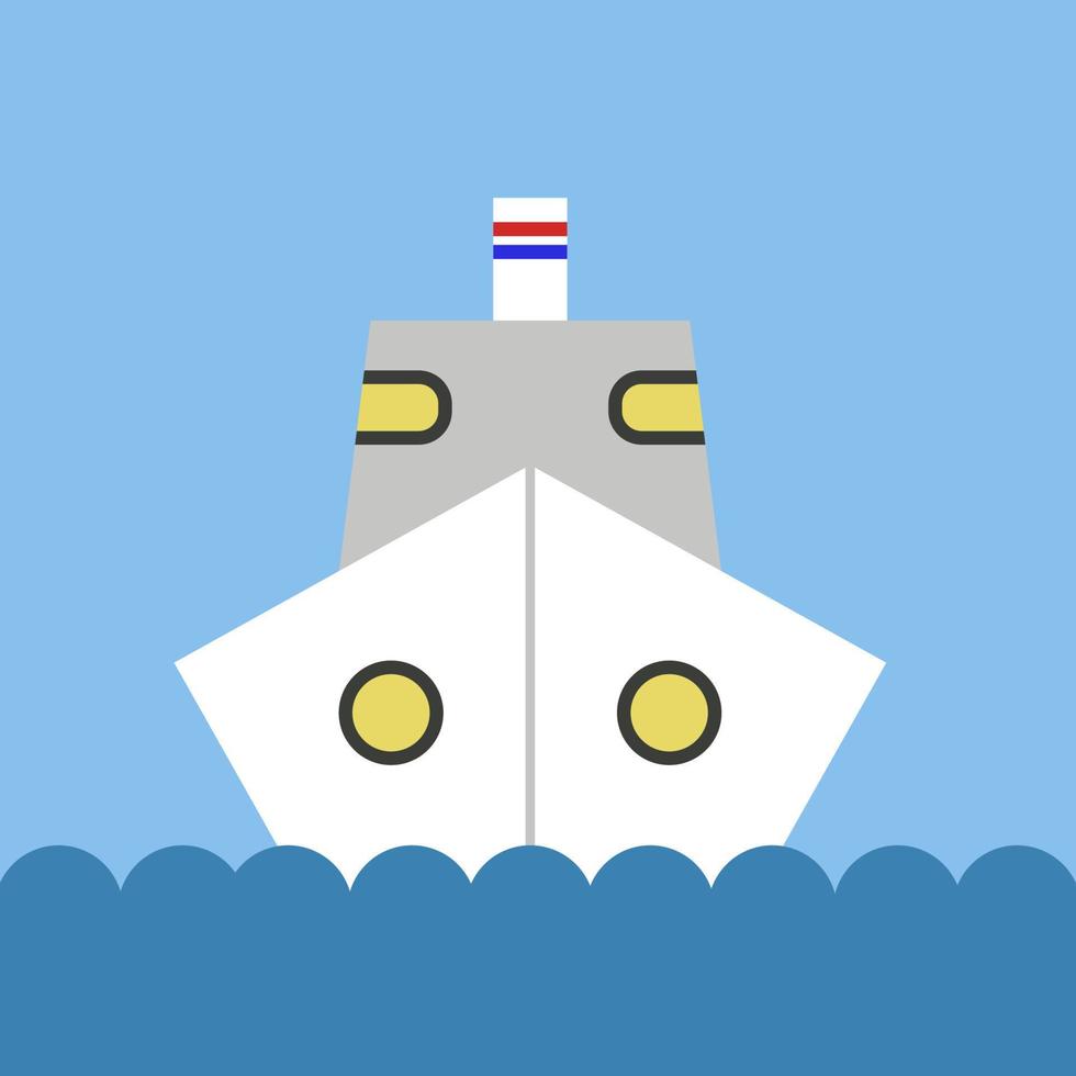 Ship on sea, illustration, vector on white background.