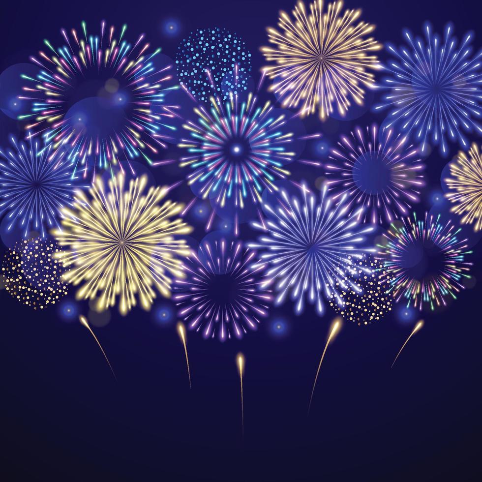 New Year Fireworks Outdoor Background vector