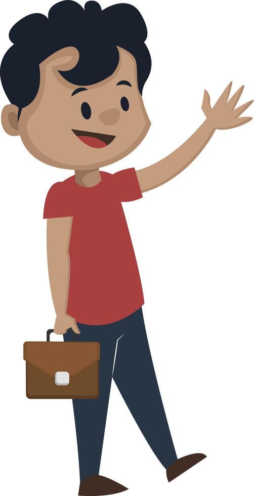 Boy is saying hello, illustration, vector on white background.