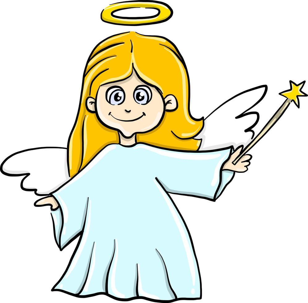 Little happy angel , illustration, vector on white background