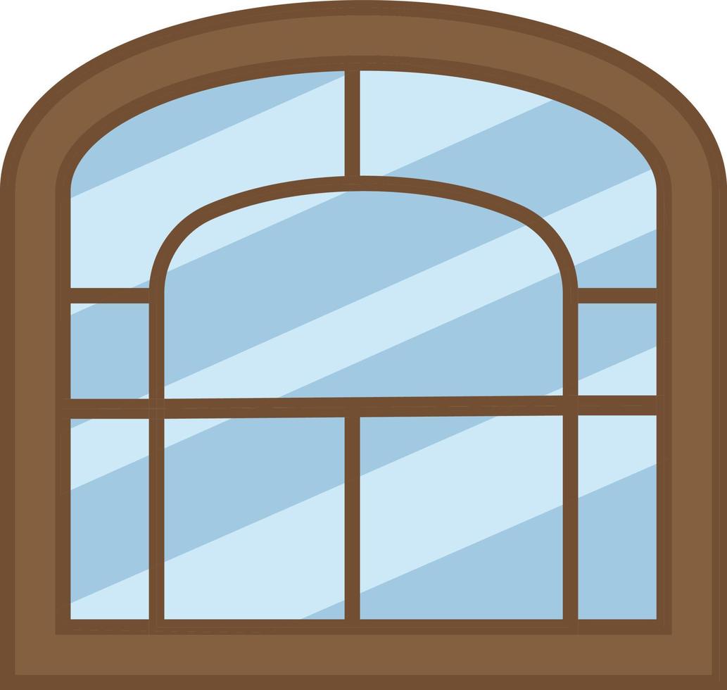 ventana de marco marrón, ilustración, vector, sobre un fondo blanco. vector