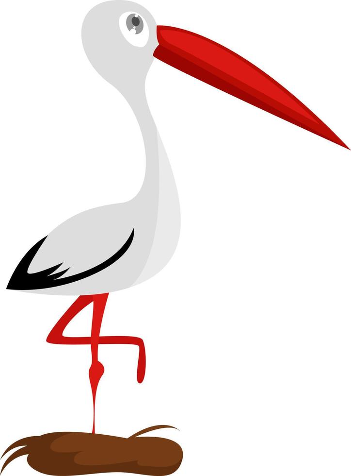 Little stork, illustration, vector on white background