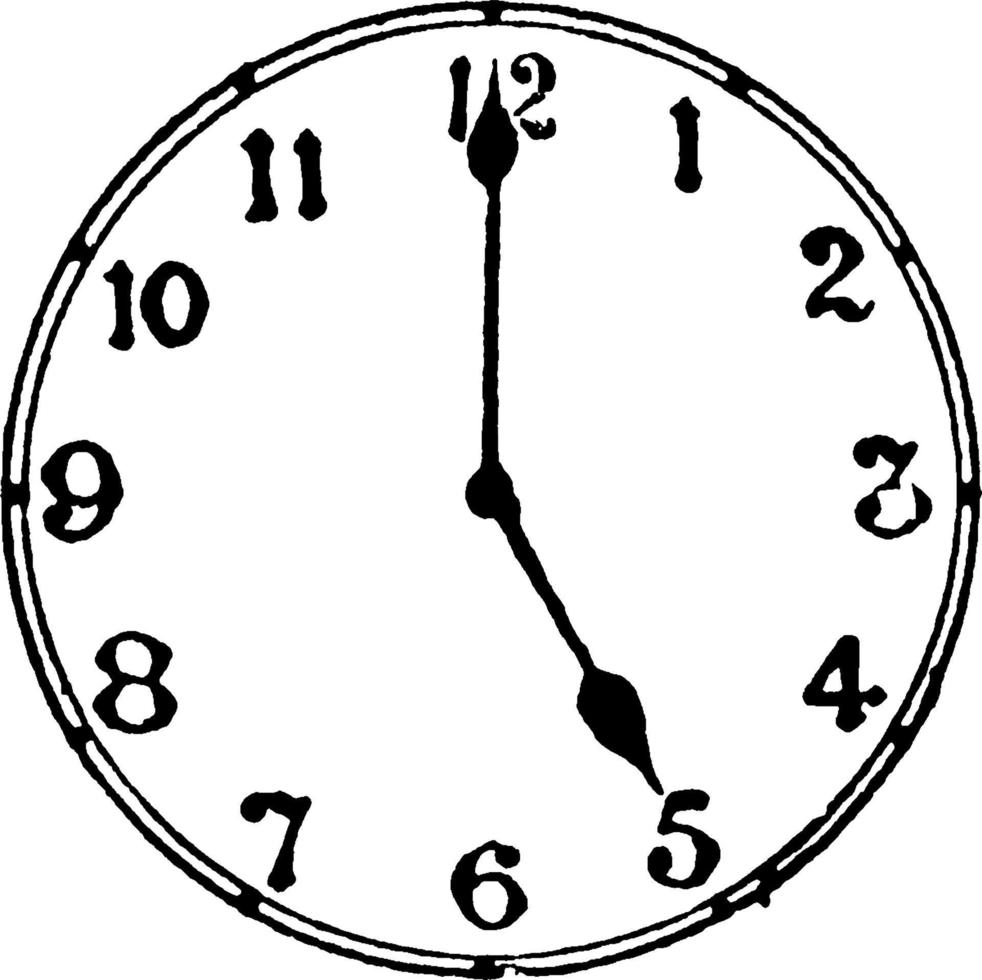 5 O'clock, vintage illustration. 13596345 Vector Art at Vecteezy