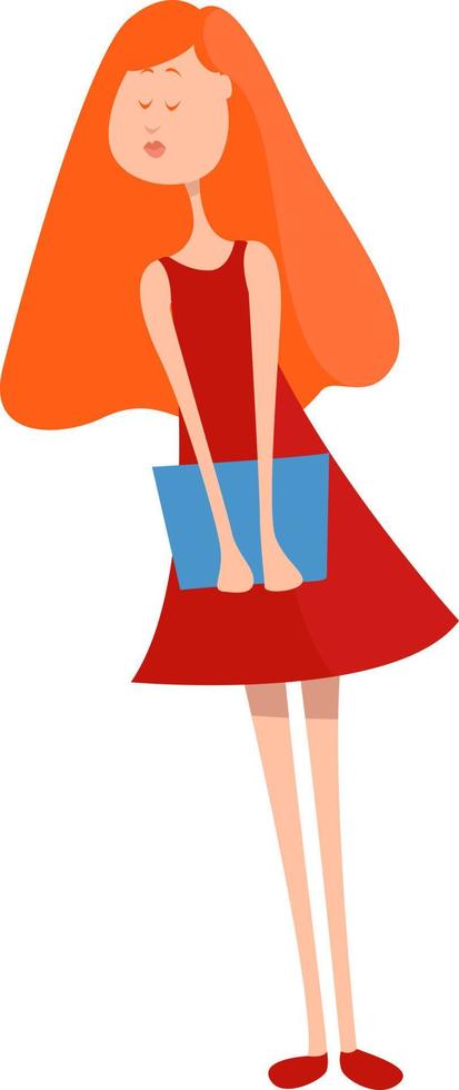 Short red dress, illustration, vector on a white background.