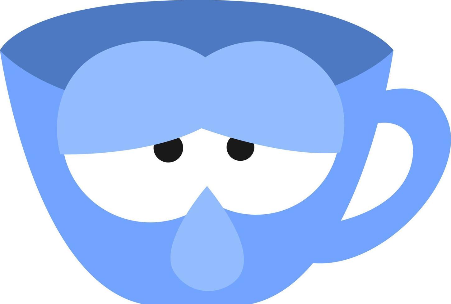 Bored blue coffee cup, illustration, vector on a white background.