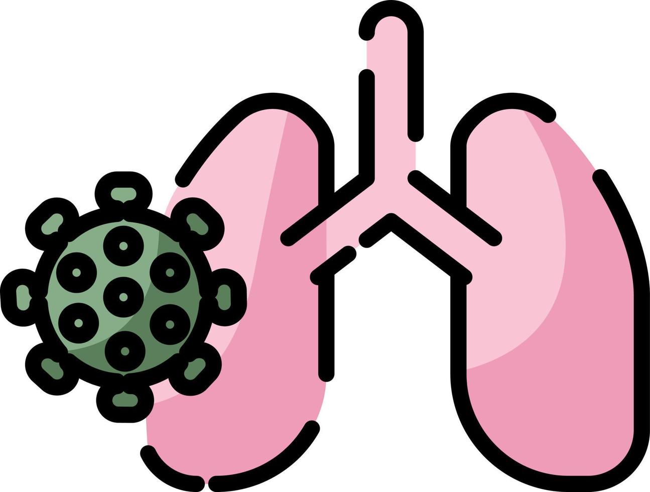 Corona infected lungs, illustration, vector on a white background.