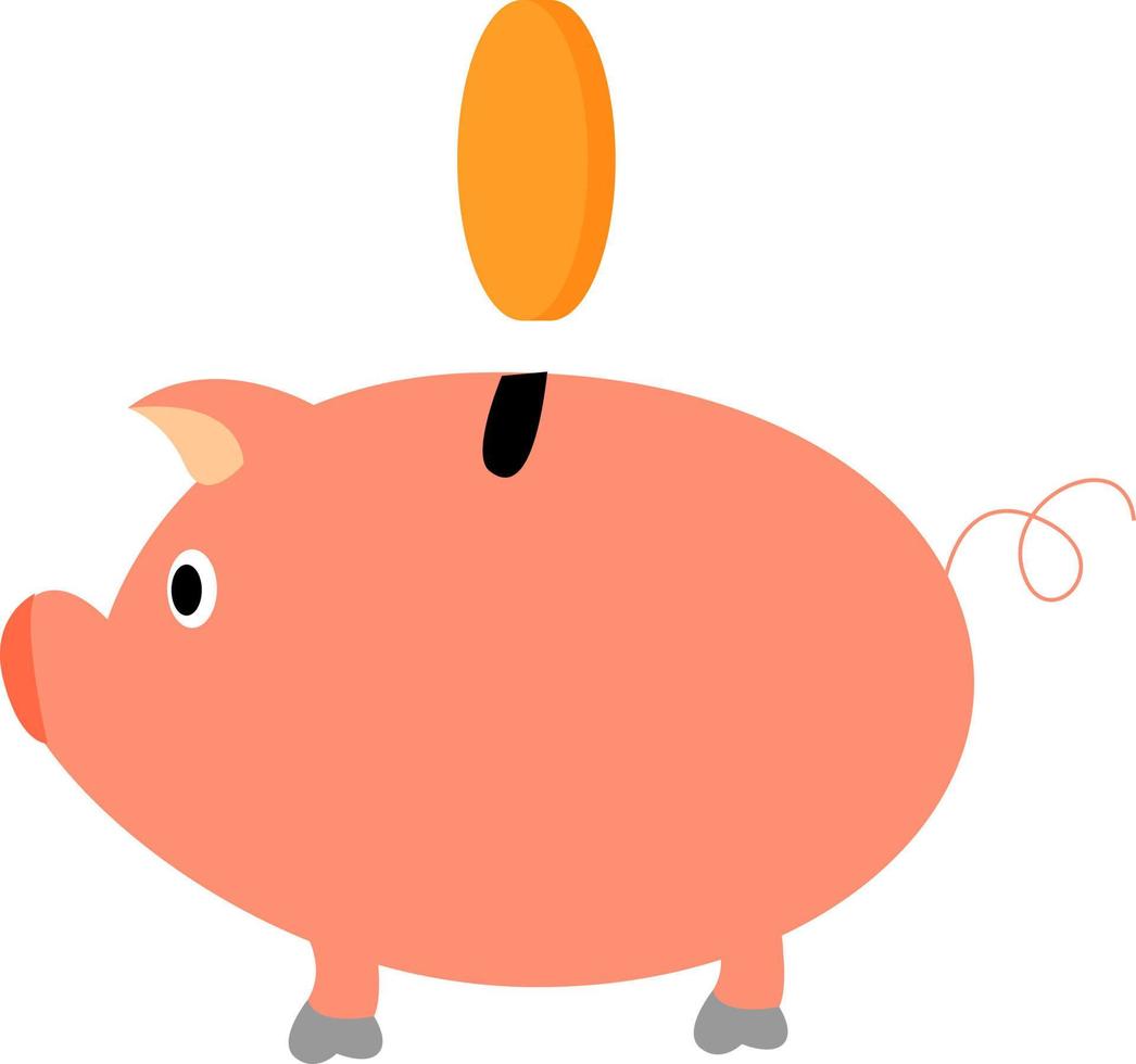 Piggy bank, illustration, vector on white background.