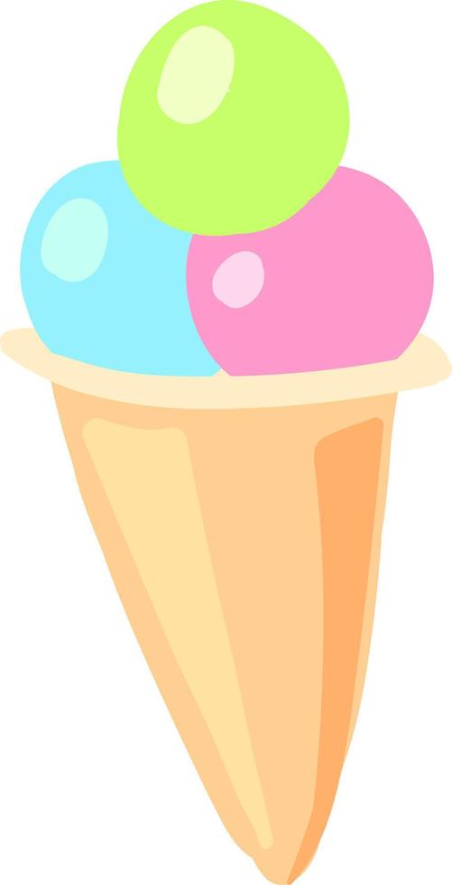 helado plano, ilustración, vector sobre fondo blanco.