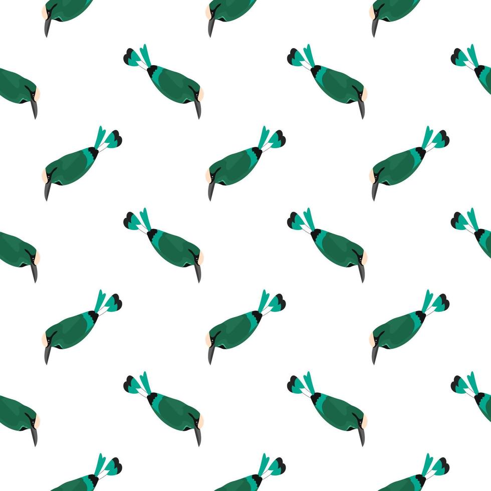 Green bird ,seamless pattern on white background. vector