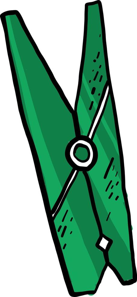 Clothespin green, illustration, vector on white background
