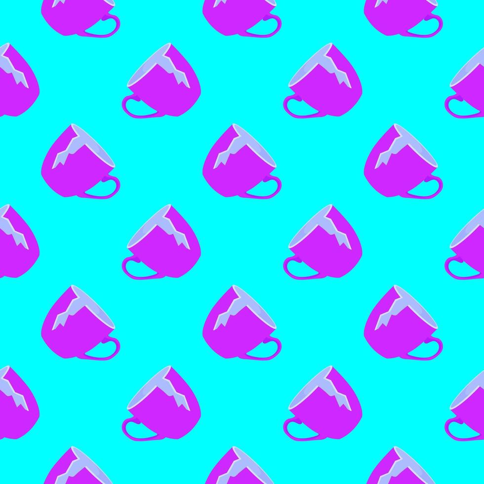 Broken cup,seamless pattern on light blue background. vector