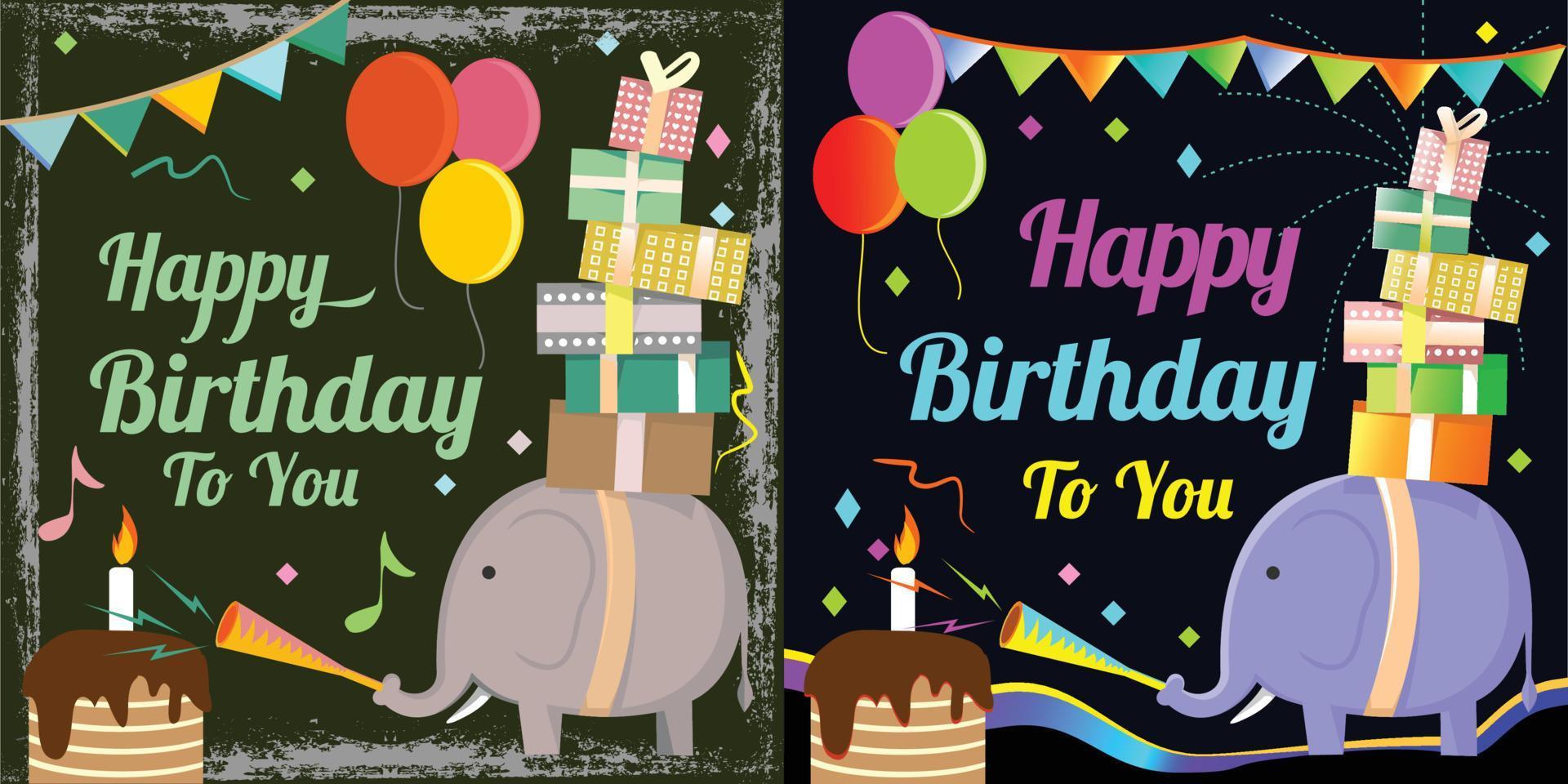 birthday greeting template with 2 color models vector